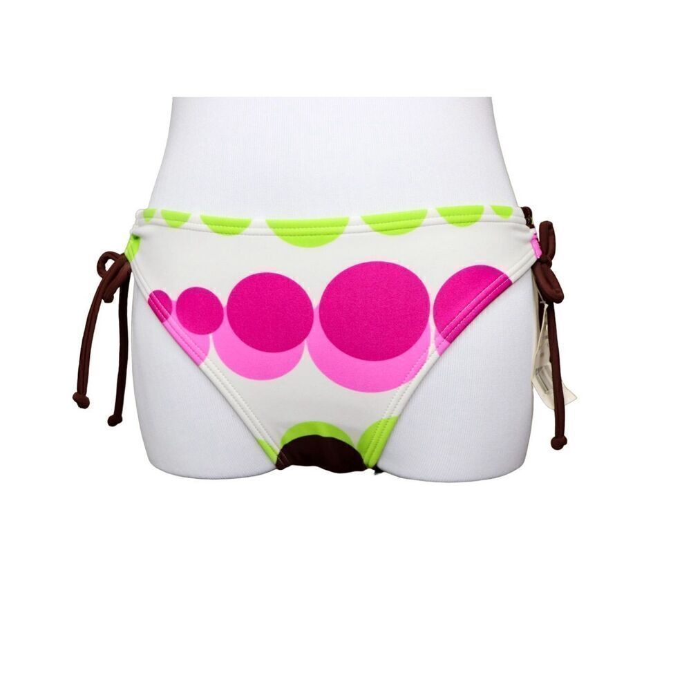 So Dotted Low Rise String Bikini Swim Bottom‎ MEDIUM Colorful Poolcore